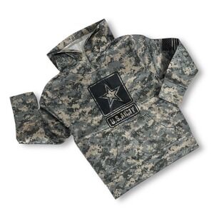 US Army Official Kids S Camo Hoodie Green Digital Camouflage Star Logo NWT